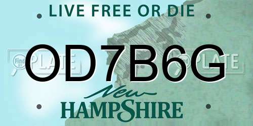 OD7B6G New Hampshire License Plate