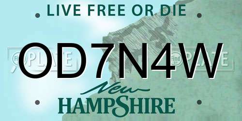 OD7N4W New Hampshire License Plate