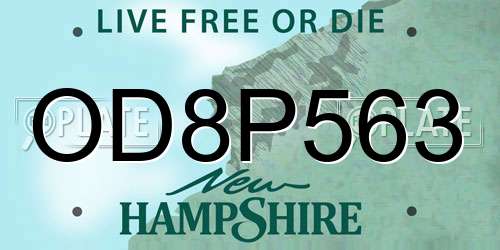 OD8P563 New Hampshire License Plate