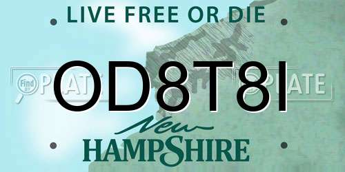 OD8T8I New Hampshire License Plate