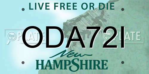 ODA72I New Hampshire License Plate