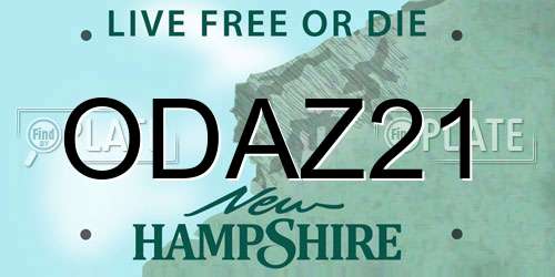 ODAZ21 New Hampshire License Plate