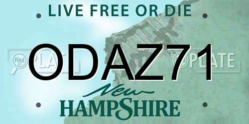 ODAZ71 New Hampshire License Plate