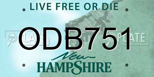 ODB751 New Hampshire License Plate