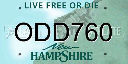 ODD760 New Hampshire License Plate