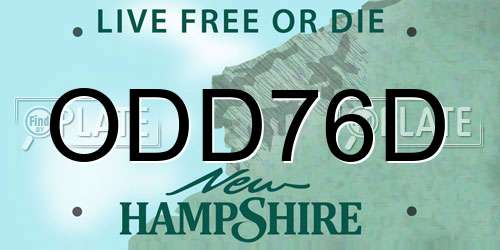 ODD76D New Hampshire License Plate