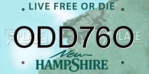 ODD76O New Hampshire License Plate