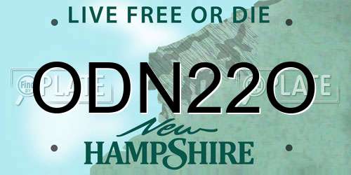 ODN22O New Hampshire License Plate
