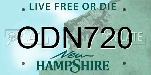 ODN720 New Hampshire License Plate