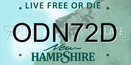 ODN72D New Hampshire License Plate