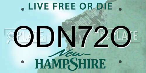 ODN72O New Hampshire License Plate