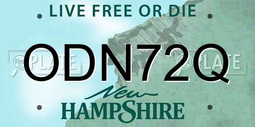 ODN72Q New Hampshire License Plate