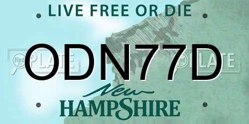 ODN77D New Hampshire License Plate