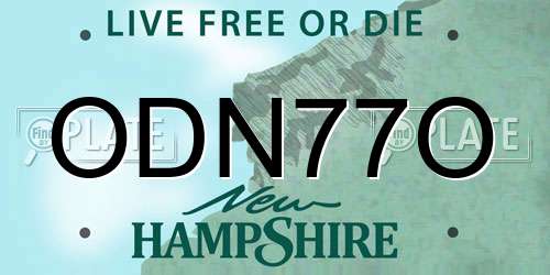 ODN77O New Hampshire License Plate