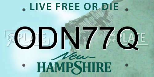 ODN77Q New Hampshire License Plate
