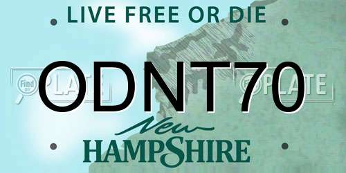 ODNT70 New Hampshire License Plate