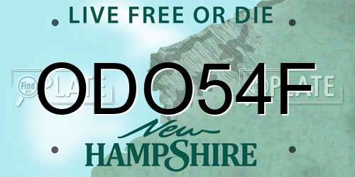 ODO54F New Hampshire License Plate