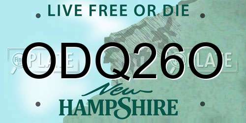 ODQ26O New Hampshire License Plate