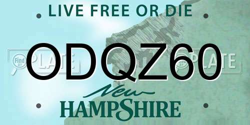 ODQZ60 New Hampshire License Plate