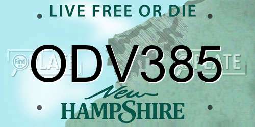 ODV385 New Hampshire License Plate