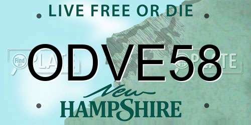ODVE58 New Hampshire License Plate