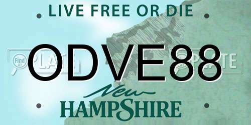ODVE88 New Hampshire License Plate