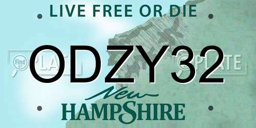 ODZY32 New Hampshire License Plate