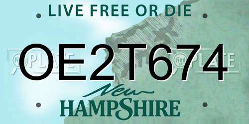 OE2T674 New Hampshire License Plate