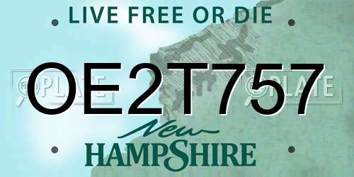 OE2T757 New Hampshire License Plate