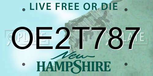 OE2T787 New Hampshire License Plate