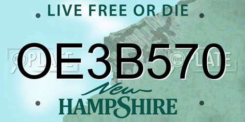 OE3B570 New Hampshire License Plate