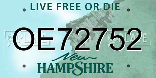 OE72752 New Hampshire License Plate