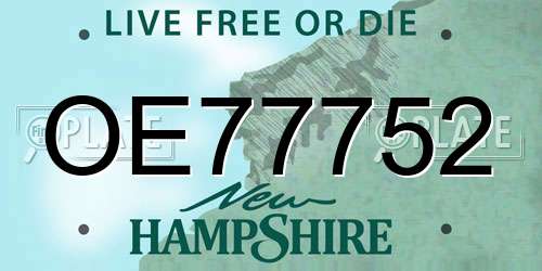 OE77752 New Hampshire License Plate