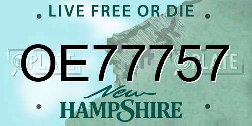 OE77757 New Hampshire License Plate