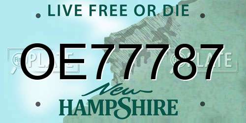 OE77787 New Hampshire License Plate