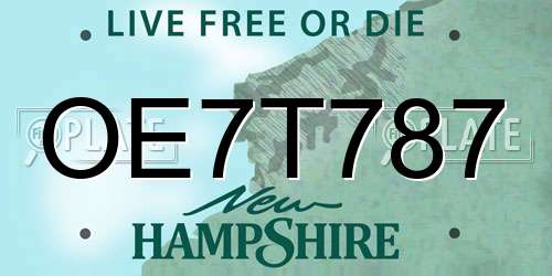 OE7T787 New Hampshire License Plate
