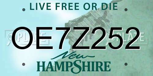 OE7Z252 New Hampshire License Plate