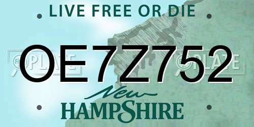 OE7Z752 New Hampshire License Plate