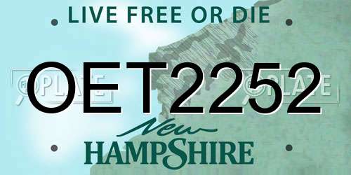 OET2252 New Hampshire License Plate