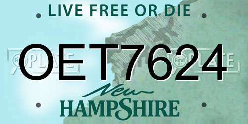 OET7624 New Hampshire License Plate