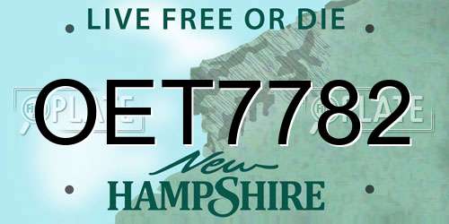 OET7782 New Hampshire License Plate
