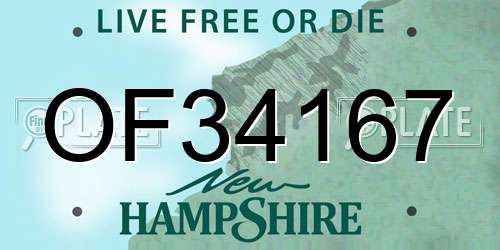 OF34167 New Hampshire License Plate