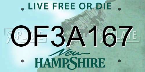 OF3A167 New Hampshire License Plate