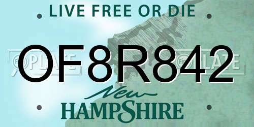 OF8R842 New Hampshire License Plate