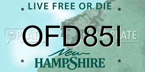 OFD85I New Hampshire License Plate