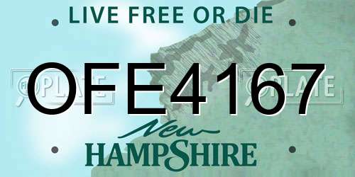 OFE4167 New Hampshire License Plate