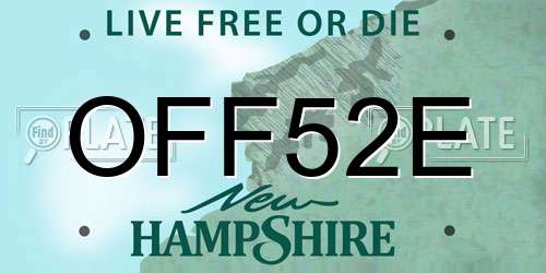 OFF52E New Hampshire License Plate