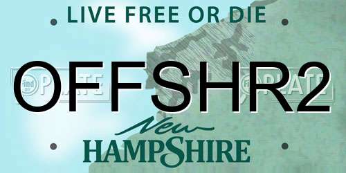OFFSHR2 New Hampshire License Plate