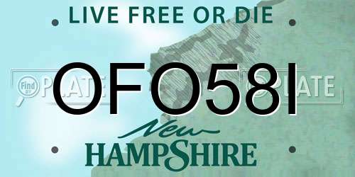 OFO58I New Hampshire License Plate