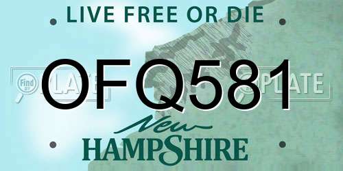 OFQ581 New Hampshire License Plate